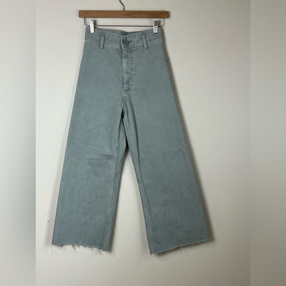 ZARA The Marine Wide Leg Jeans Sz 24 Mint Green